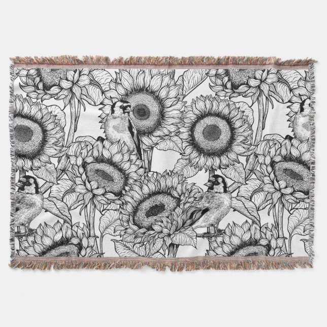 Couverture Fleurs de soleil et ailerons en noir et blanc (Devant)