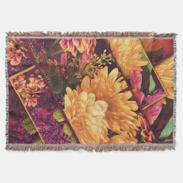 Couverture Fleurs de Thanksgiving Jaune Violet Automne  (Devant)