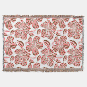 Couverture Fleurs d'hibiscus hawaïens : style tropical brun.