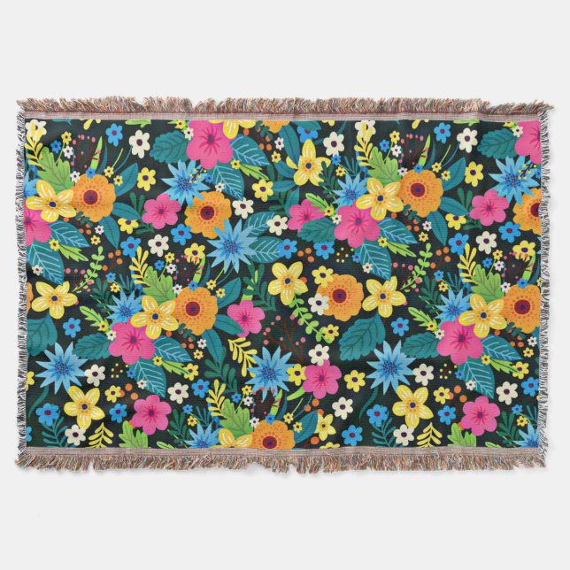 Couverture Fleurs Ditsy Vibrantes Motif Floral Design-43785 (Devant)