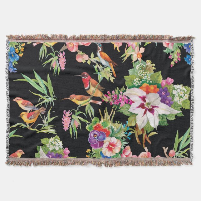 Couverture Fleurs d'oiseaux sauvages : Noir Vintage (Devant)