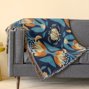 Couverture Fleurs d'orange bleu Art déco