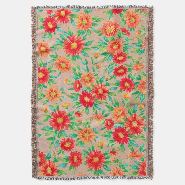 Couverture "Fleurs ensoleillées" - Dessus de table tissé flor (devant Vertical)