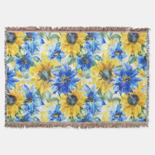 Couverture Fleurs Jaunes Bleues