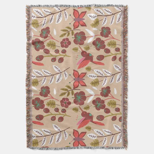 Couverture Fleurs motifs florales sans soudure, oiseaux, papi (devant Vertical)