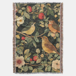 Couverture Fleurs oiseaux Cottage Core Vintage William Morris