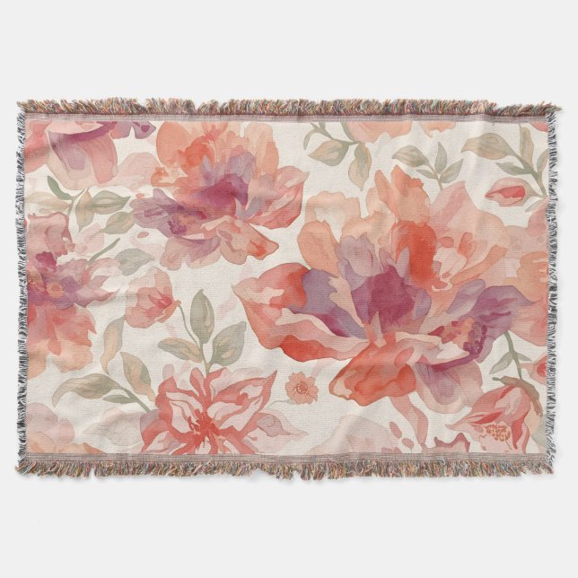 Couverture Fleurs pastel aquarelle orange clair (Devant)
