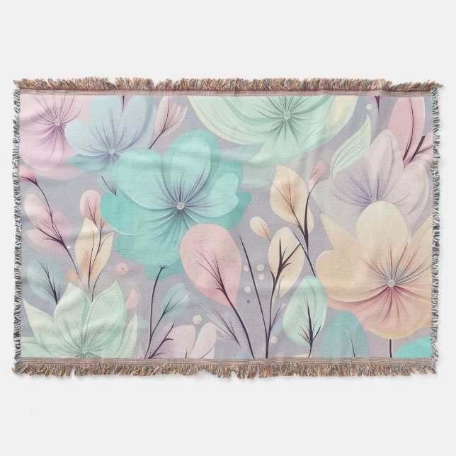 Couverture Fleurs pastel et Feuilles sur Arrière - plan viole (Devant)