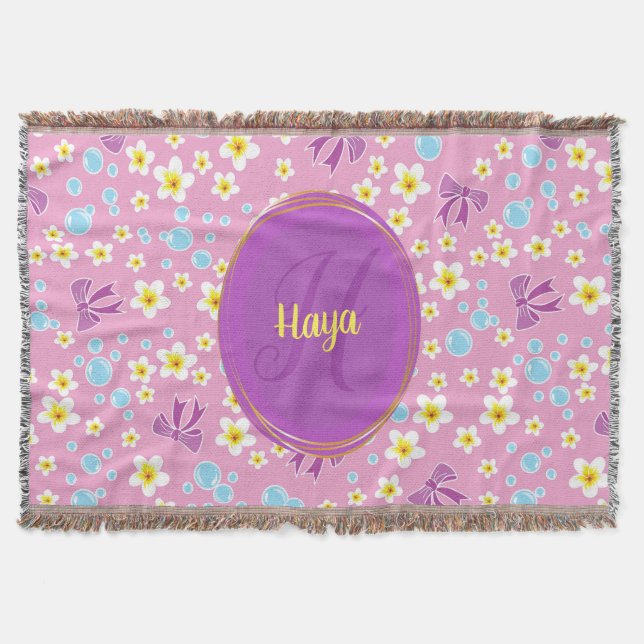 Couverture fleurs personnalisées, arc et bulles motif (Devant)