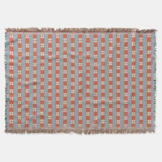 Couverture Fleurs rayées orange et sarcelle