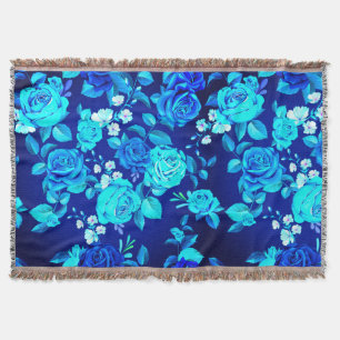 Couverture Fleurs Rose bleu classique Motif-876