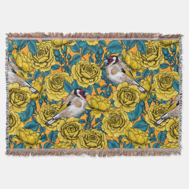 Couverture Fleurs roses et oiseaux dorés (Devant)