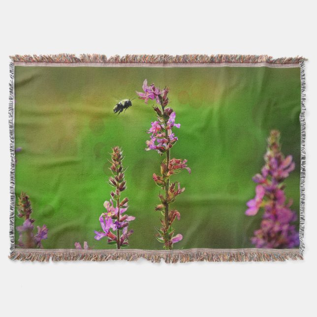 Couverture Fleurs roses N Bulles d'abeilles Jeter la couvertu (Devant)