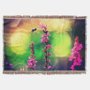 Couverture Fleurs roses N Lumières Abeilles Jeter la couvertu