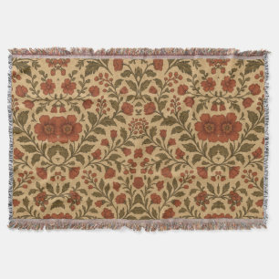 Couverture Fleurs rouges et vertes vintage
