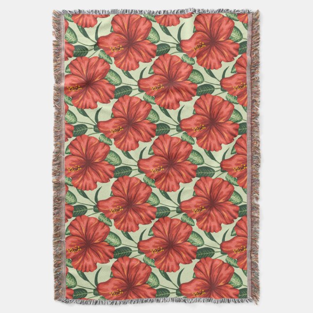 Couverture Fleurs rouges motifs à fleurs tropicales (devant Vertical)