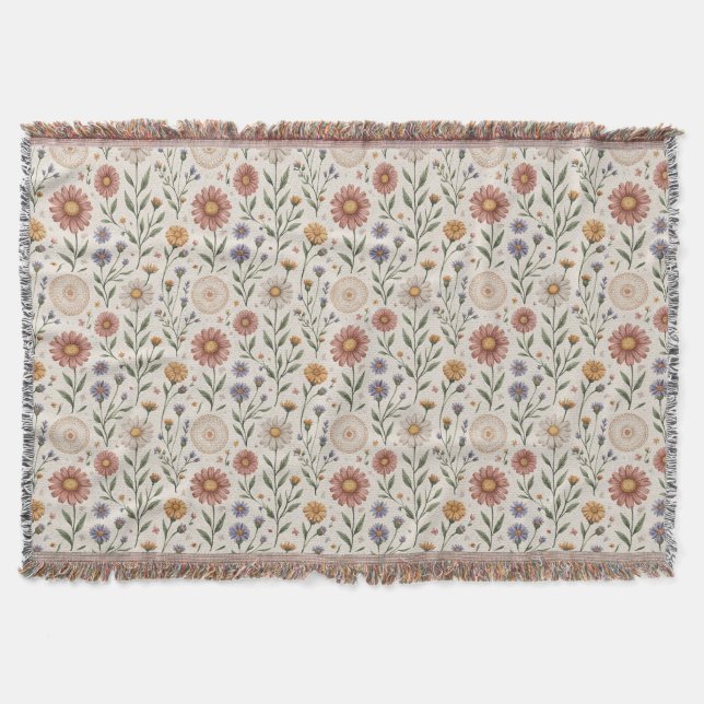 Couverture Fleurs sauvages dessinées à la main en patchwork s (Devant)