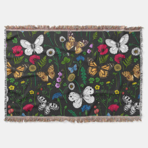 Couverture Fleurs sauvages et papillons sur le noir