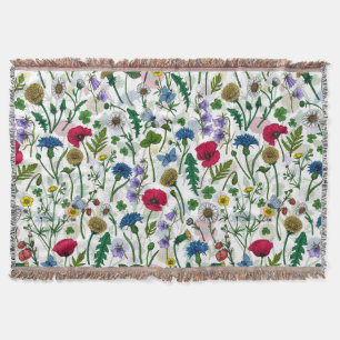 Couverture Fleurs sauvages sur blanc cassé