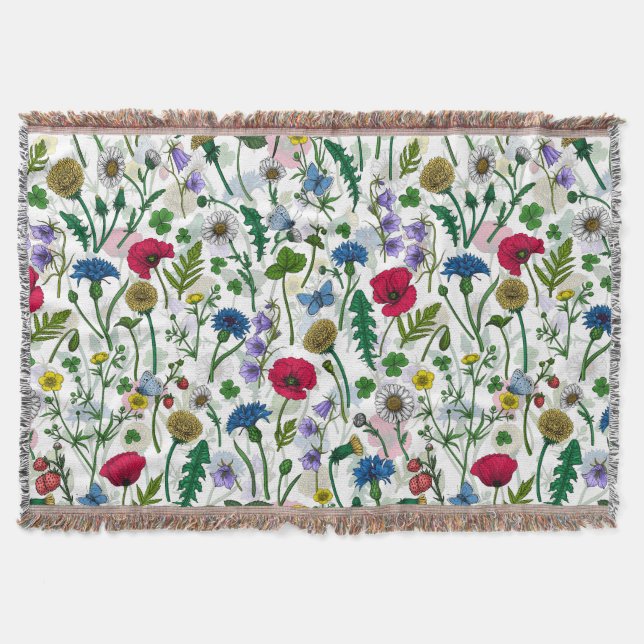 Couverture Fleurs sauvages sur blanc cassé (Devant)