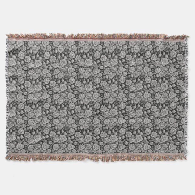Couverture Fleurs Sombres Roses Grises Noires Esthétique (Devant)