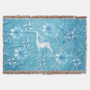 Couverture Flocon de neige bleu blanc cerf Icy Jeu de couvert