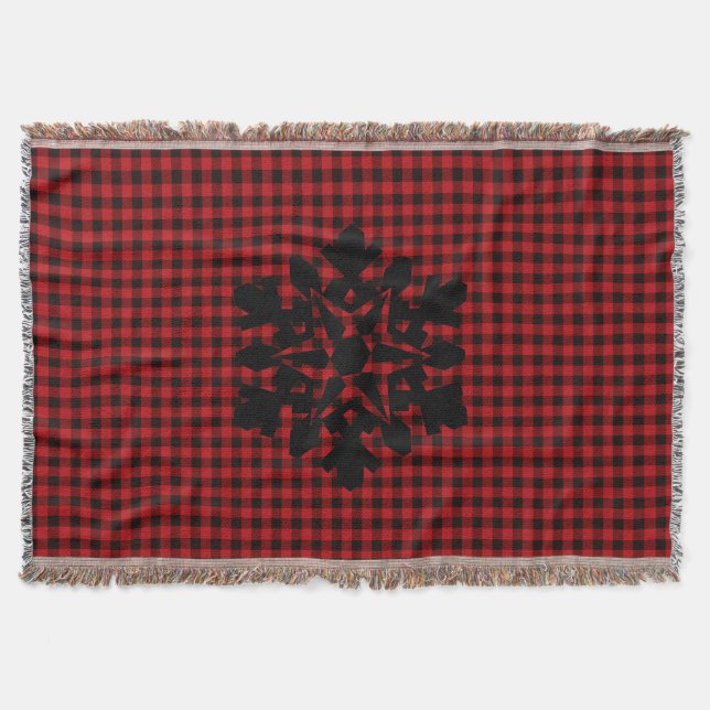 Couverture Flocon de neige motif rouge noir classique (Devant)