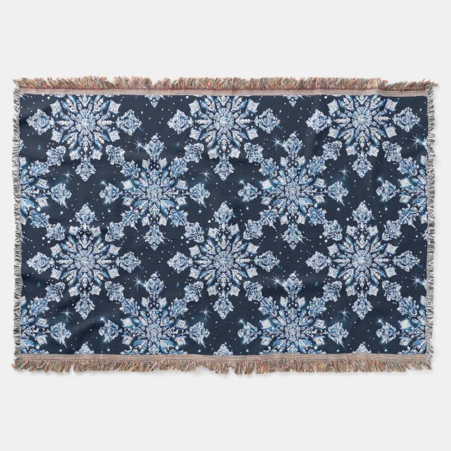 Couverture Flocons de neige 3d bleus (Devant)