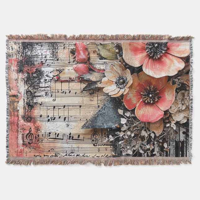 Couverture Floral avec touches de piano rustique et feuille d (Devant)