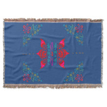 floral blanc folk art coloré ditsy fleurs bleu