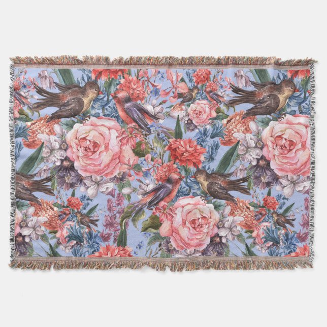 Couverture Floral Blue Arrière - plan Roses Hyacinth Fleurs s (Devant)