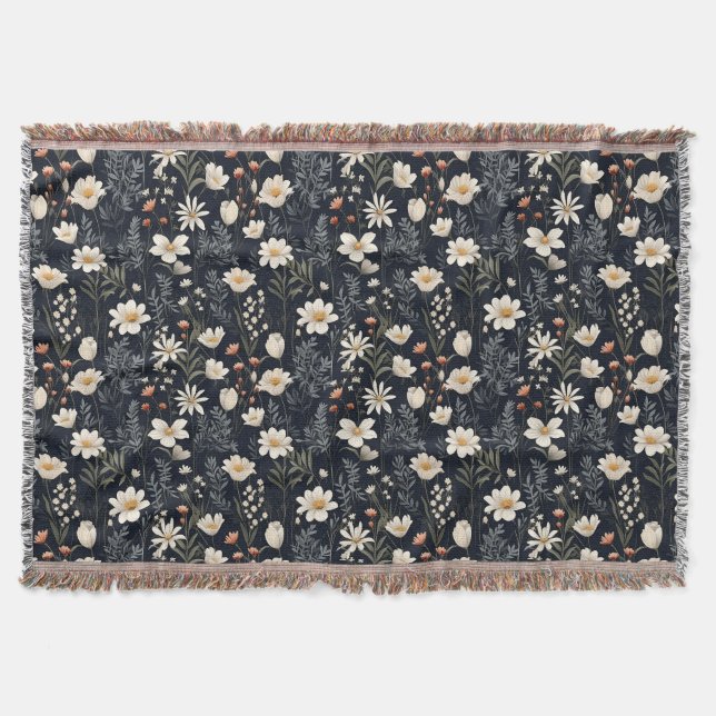 Couverture Floral noir beige et orange (Devant)