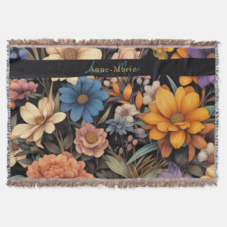 Couverture Floral rustique vintage élégant noir