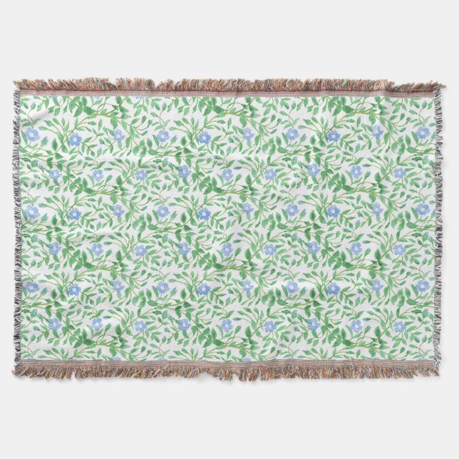 Couverture Floral style champêtre Bleu Blanc Périwinkle Motif (Devant)
