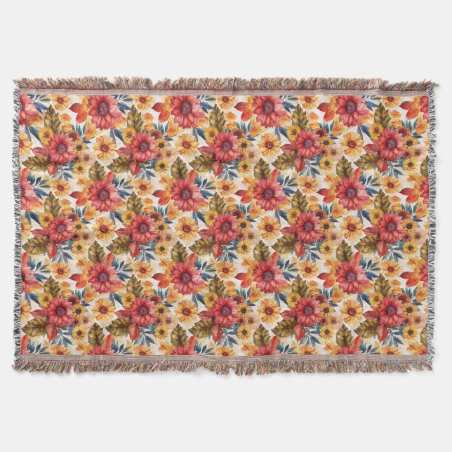 Couverture Floral vibrant avec tournesol et Feuille (Devant)