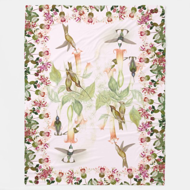 Couverture florale d'ouatine d'animaux de colibris (Devant)