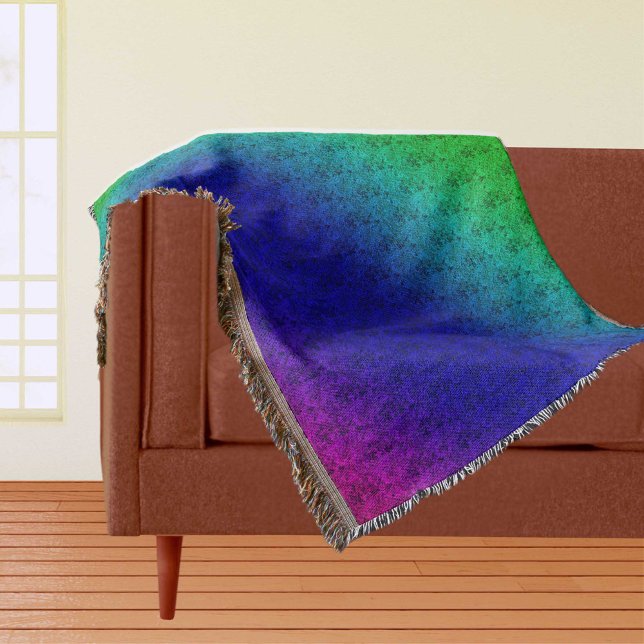 Couverture Flore Arc-en-ciel (Floral Rainbow Blended Stripes Throw Blanket)