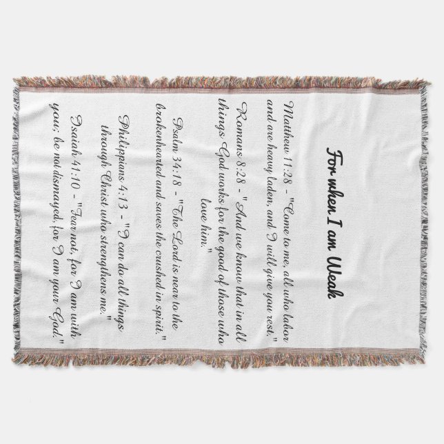 Couverture For when I am weak bible verse blanket (Devant)