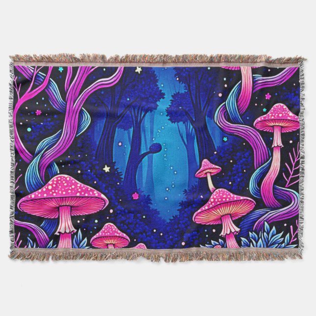 Couverture Forêt d'art de champignons rose néon (Devant)