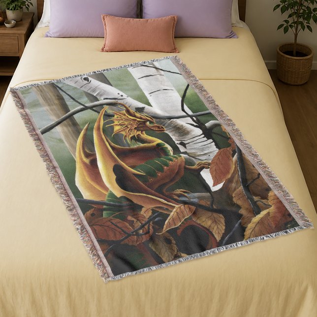 Couverture Forêt d'Automne Dragon Ambre Bouleau Fantastique (Créateur téléchargé)