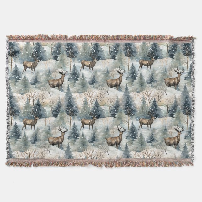 Couverture Forêt de cerfs à l'aquarelle hivernale (1) (Devant)