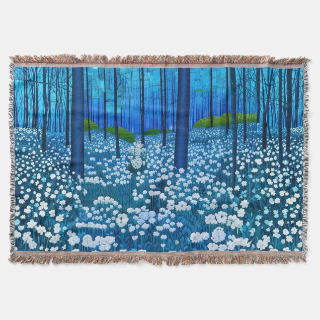 Couverture Forêt Enchantée de Fleurs Sauvages Blanches (Devant)