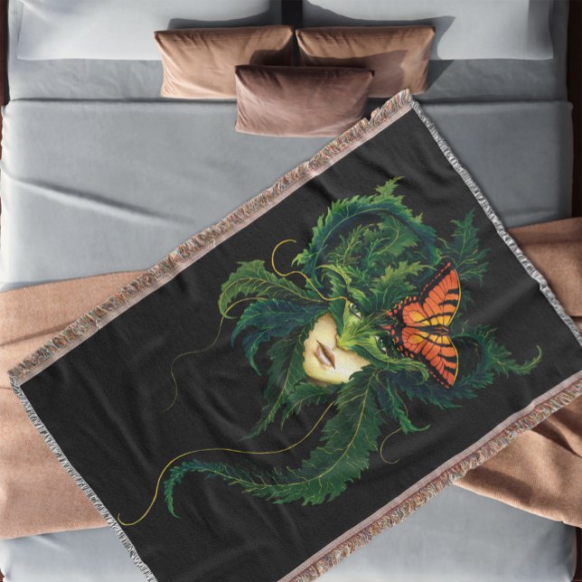 Couverture Forêt Enchanteresse Dryade Femme Papillon Fantaisi (Créateur téléchargé)