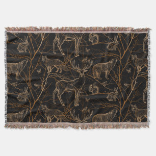 Couverture Forêt Faune Animaux Cerfs Ours Nature Sombre