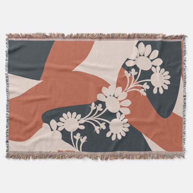Couverture Formes organiques Tons chauds Floral bohème (Devant)