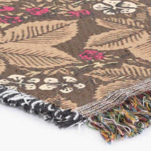 Couverture Fraises et Feuilles Art Nouveau, Brown foncé
