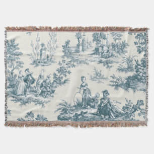 Couverture Français toile de jouy sage vert élégant