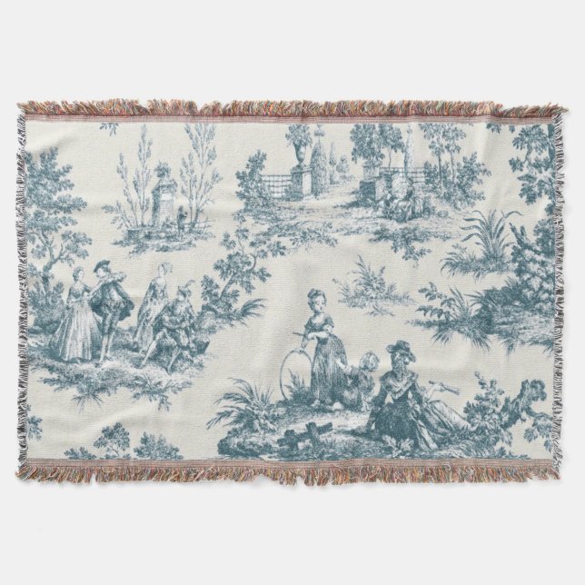 Couverture Français toile de jouy sage vert élégant (Devant)