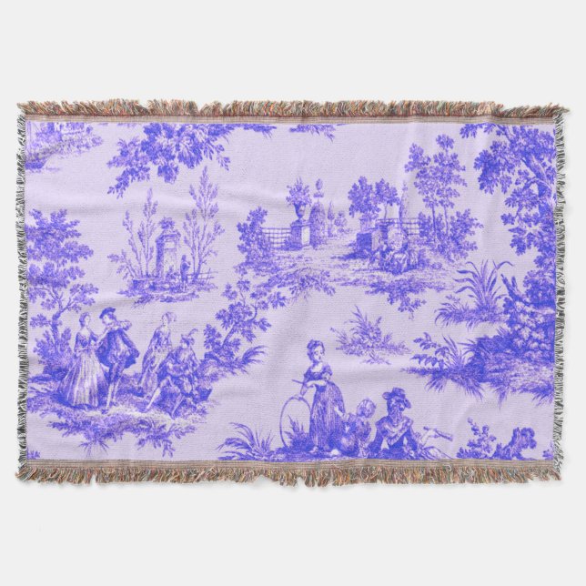 Couverture Française toile de jouy bleu et blanc élégant (Devant)