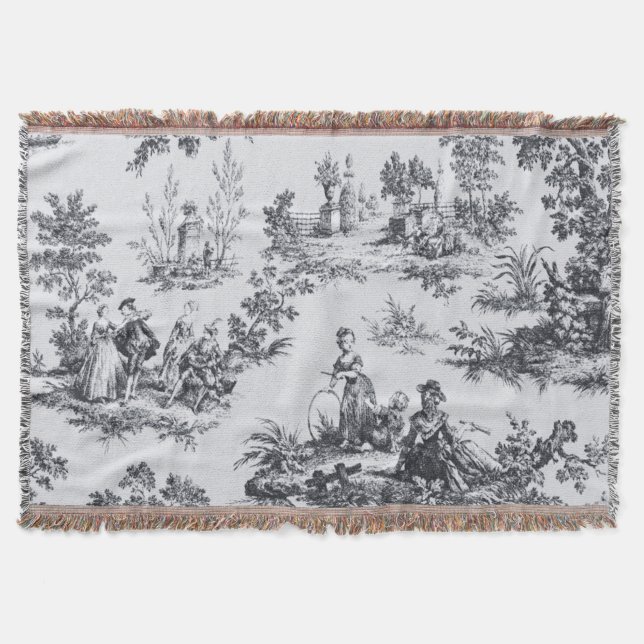 Couverture Française toile de jouy noir et blanc élégant (Devant)